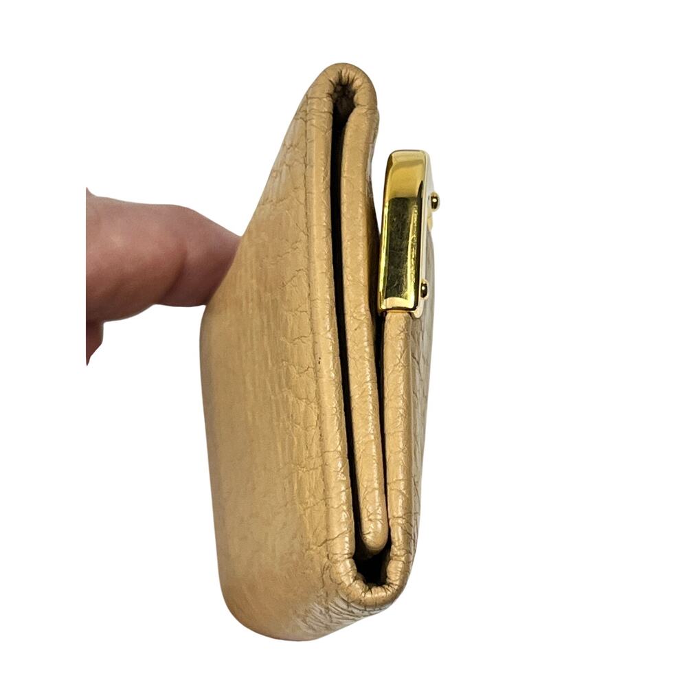 Prada Pebbled Leather 6 Key Holder Camel Tan Gold Corner Logo Case - Picture 8 of 14